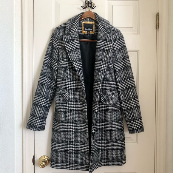 Sam Edelman Two Button Houndstooth Plaid Long Blazer Coat - Picture 1 of 4